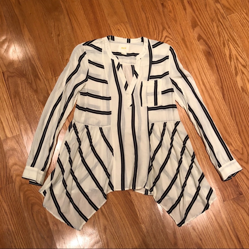 Anthropologie black and white stripe blouse